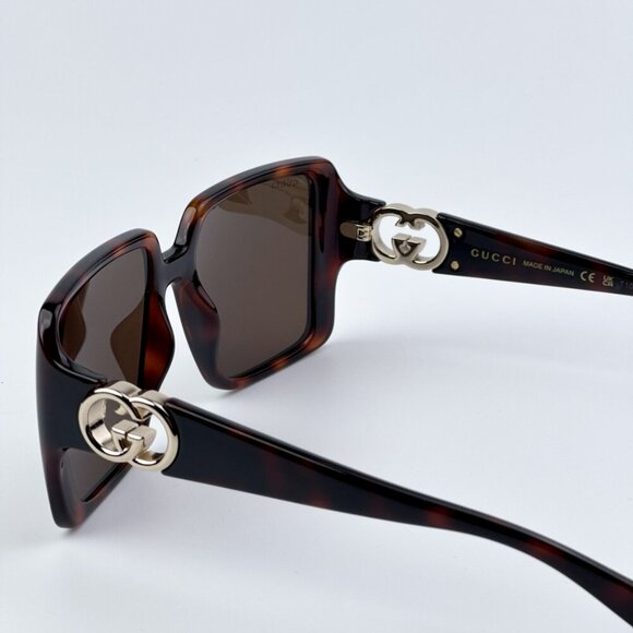 Gucci GG1692S 002 BRAND NEW Sunglasses Havana Brown Square Women - Picture 8 of 10